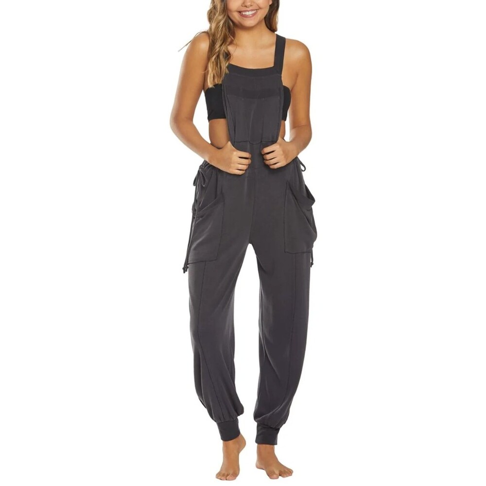 Free People Jumpsuit jump start baggy womens Gray (large) athleisure boho casual